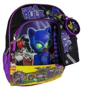 Girls Rule Lego Batman Backpack  5 Piece Set NEW